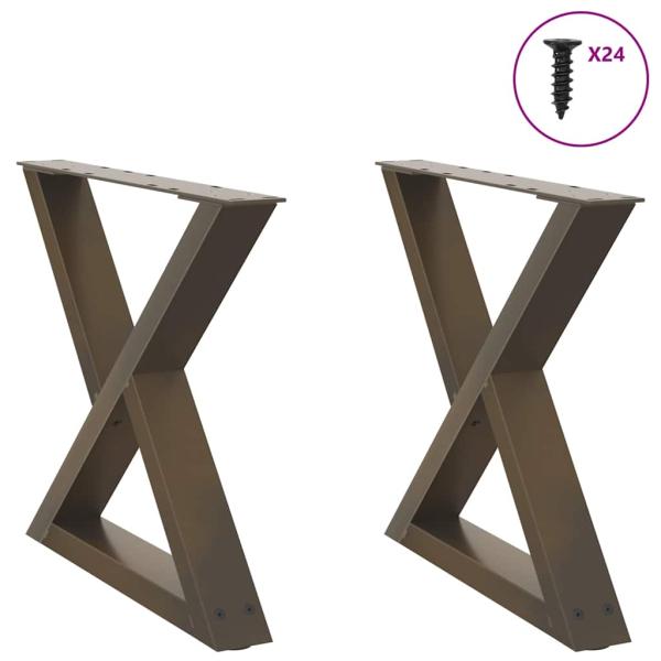 ARDEBO.de - Couchtischbeine 2 Stk. Naturstahl 60x(42-43,3) cm Stahl