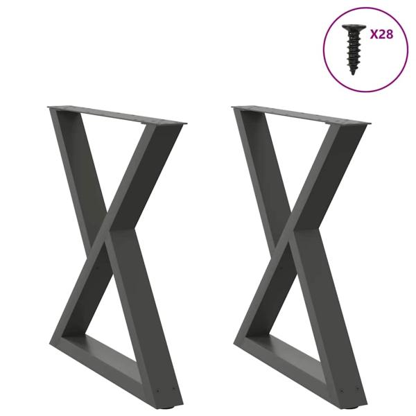 ARDEBO.de - Esstisch Beine 2 Stück Anthrazit 70x(72-73,3) cm Stahl