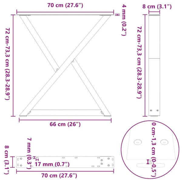 Esstisch Beine 2 Stück Anthrazit 70x(72-73,3) cm Stahl