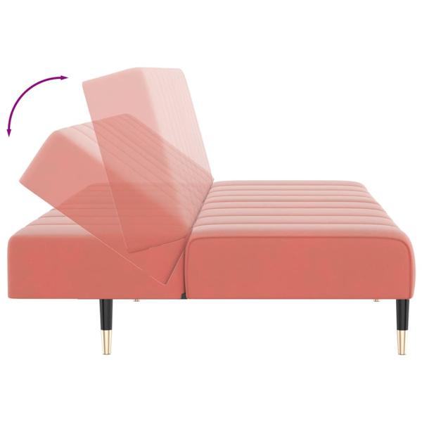 Schlafsofa 2-Sitzer Rosa Samt