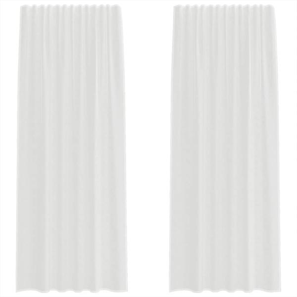 Voile Vorhänge mit Stangentaschen 2 Stk. Weiß