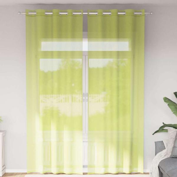 ARDEBO.de - Voile Vorhänge mit Ösen 2 Stk. Apfelgrün 140x300 cm