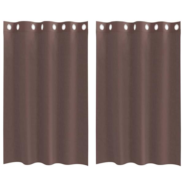 ARDEBO.de - Voile Vorhänge mit Ösen 2 Stk. Braun 140x175 cm