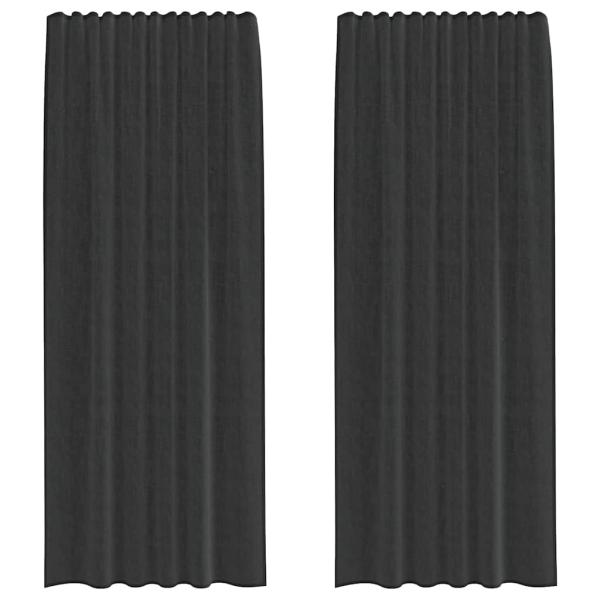 ARDEBO.de - Voile Vorhänge mit Stangentaschen 2 Stk. Schwarz