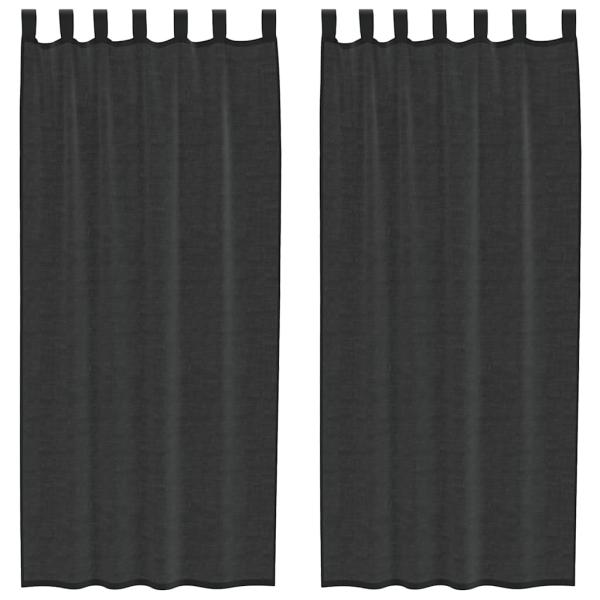Voile Vorhänge mit Lasche 2 Stk. Schwarz