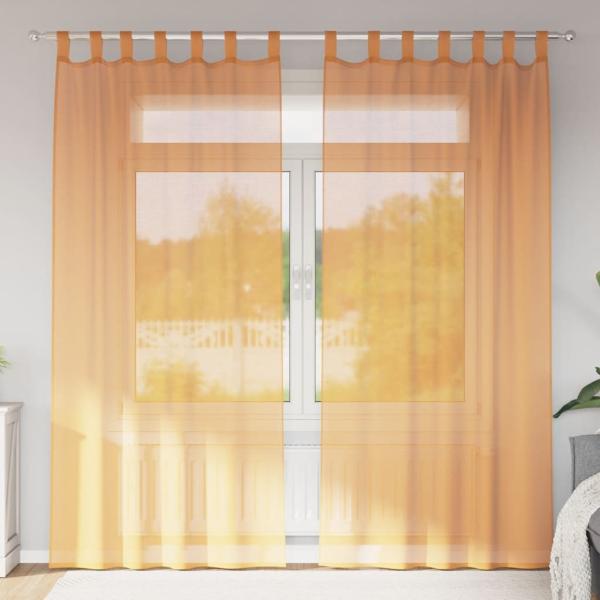 ARDEBO.de - Voile Vorhänge mit Schlaufen 2 Stk. Orange 140x245 cm