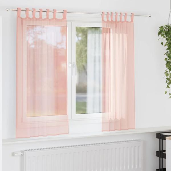 ARDEBO.de - Voile Vorhänge mit Schlaufen 2 Stk. Rosa 140x140 cm