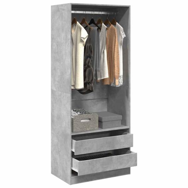 ARDEBO.de - Kleiderschrank Betongrau 80x50x200 cm Holzwerkstoff