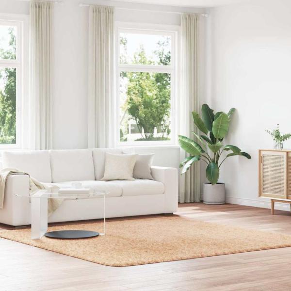 ARDEBO.de - Teppich Shaggy Hochflor NAVARRA Beige 240x240 cm Polyester