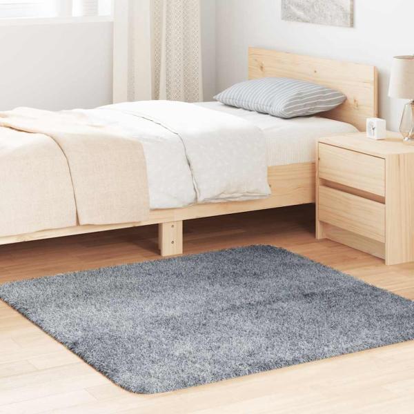 ARDEBO.de - Teppich Shaggy Hochflor NAVARRA Hellgrau 120x120 cm Polyester