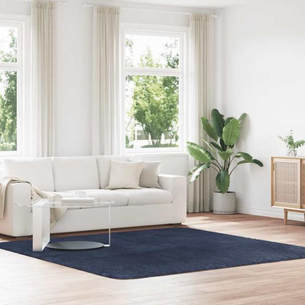 ARDEBO.de - Teppich Shaggy Hochflor NAVARRA Marineblau 240x240 cm Polyester