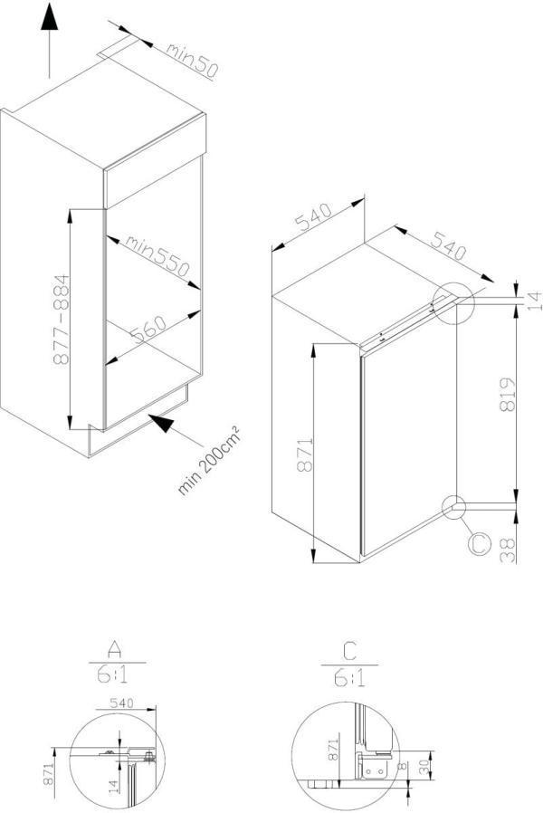 Amica EGS 16173-1 Einbau-Gefrierschrank, Nischenhöhe: 88 cm, 100 L, Schlepptür-Technik, 4 Gefrierschubladen, elektronische Steuerung, Tür-Offen-Alarm, Supergefrierfunktion, Inverter Kompressor, weiß (1195104)