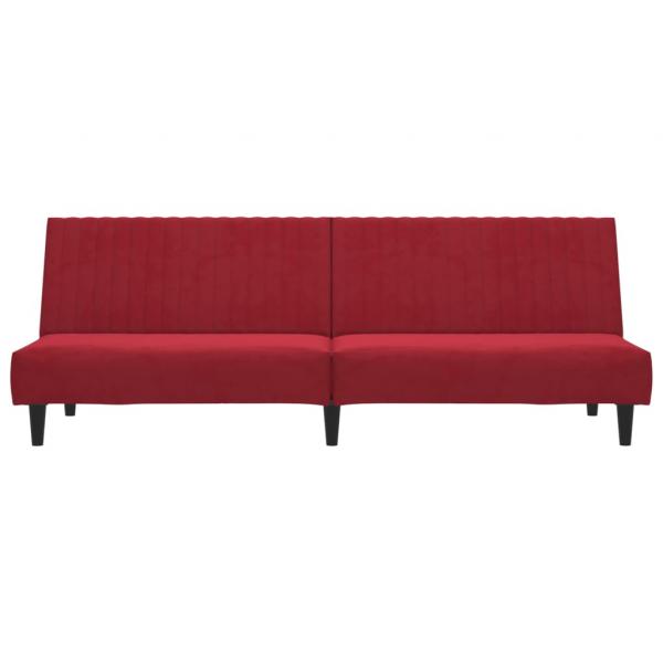 Schlafsofa 2-Sitzer Weinrot Samt