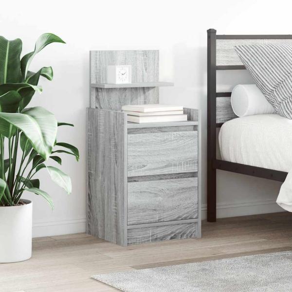 ARDEBO.de - Nachttische mit 2 Schubladen 2 Stk. Grau Sonoma 38x34x80 cm