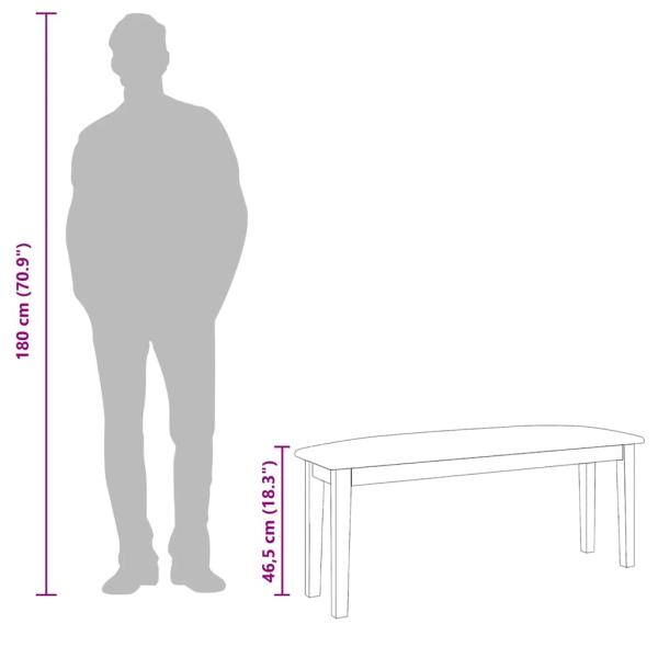 Bank 110 cm Braun Massivholz Gummibaum