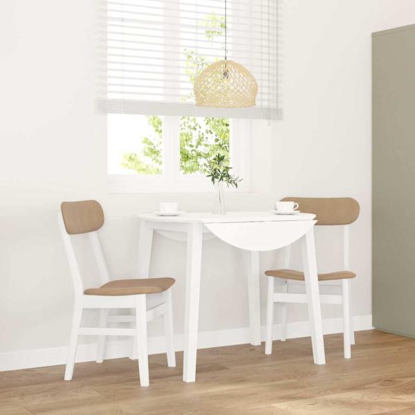 ARDEBO.de - Esszimmerstühle mit Kissen 2 Stk. Weiß Massivholz Gummibaum