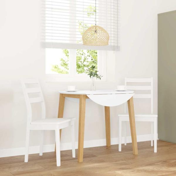 ARDEBO.de - Esszimmerstühle 2 Stk. Weiß Massivholz Gummibaum