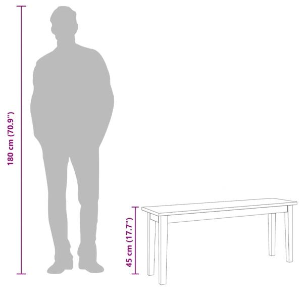 Bank 110 cm Massivholz Gummibaum