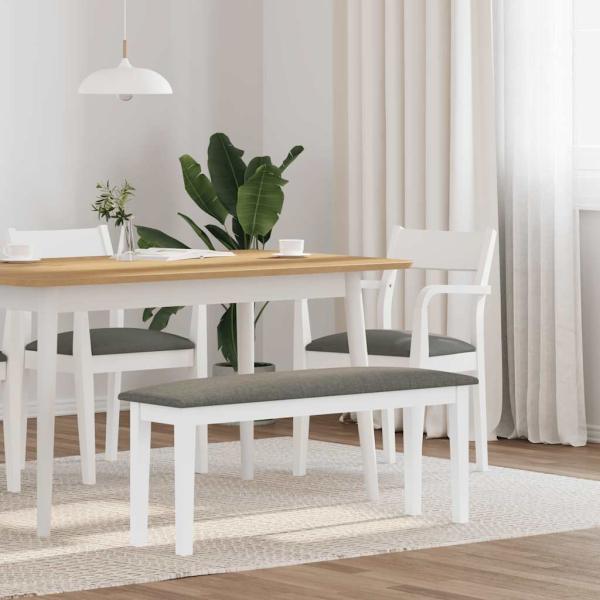 ARDEBO.de - Bank 110 cm Weiß Massivholz Gummibaum