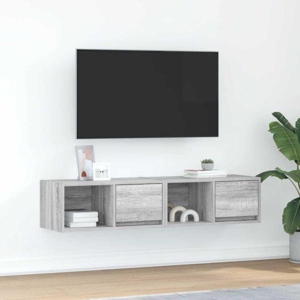 ARDEBO.de - TV-Schränke 2 Stk. Grau Sonoma 60x31x25,5 cm Holzwerkstoff