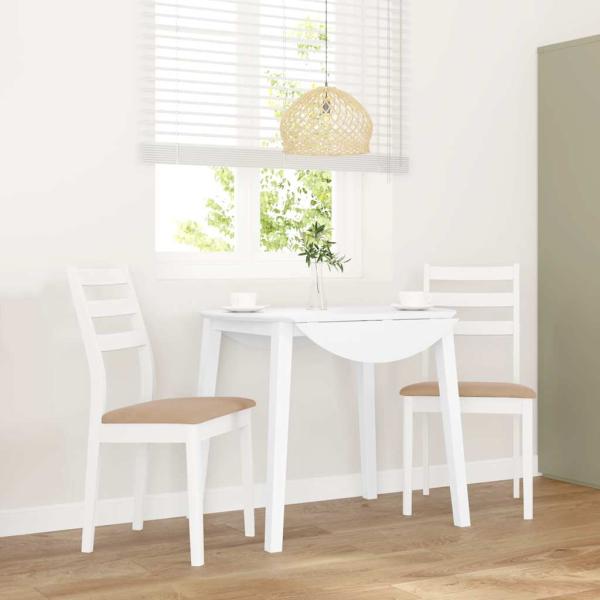 ARDEBO.de - Esszimmerstühle mit Kissen 2 Stk. Weiß Massivholz Gummibaum