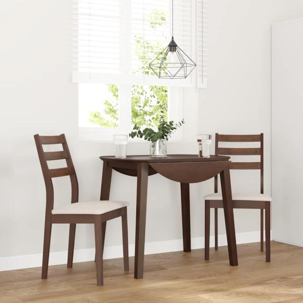 ARDEBO.de - Esszimmerstühle mit Kissen 2 Stk. Braun Massivholz Gummibaum