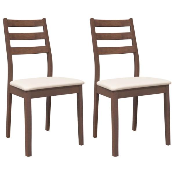Esszimmerstühle mit Kissen 2 Stk. Braun Massivholz Gummibaum
