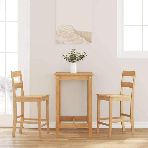 ARDEBO.de - Barhocker 2 Stk. Natur Massivholz Gummibaum