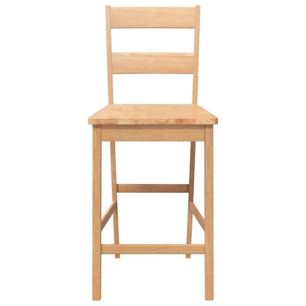 Barhocker 2 Stk. Natur Massivholz Gummibaum