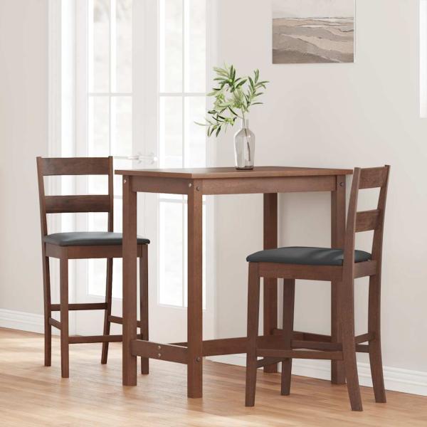Barhocker mit Kissen 2 Stk. Braun Massivholz Gummibaum
