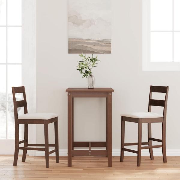ARDEBO.de - Barhocker mit Kissen 2 Stk. Braun Massivholz Gummibaum