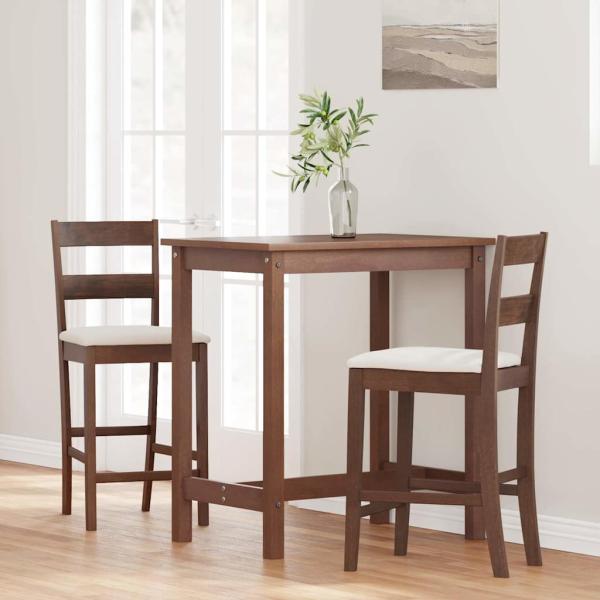 Barhocker mit Kissen 2 Stk. Braun Massivholz Gummibaum