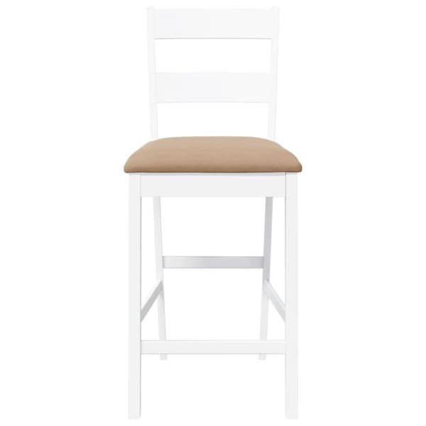 Barhocker mit Kissen 2 Stk. Weiß Massivholz Gummibaum