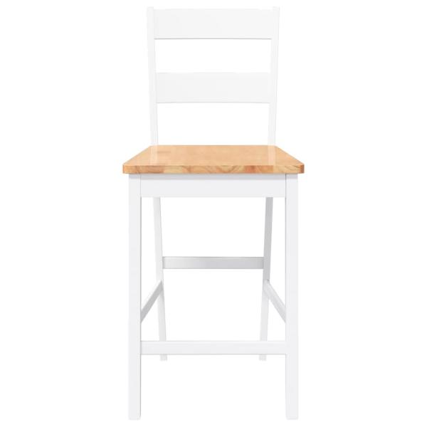 Barhocker 2 Stk. Weiß Massivholz Gummibaum