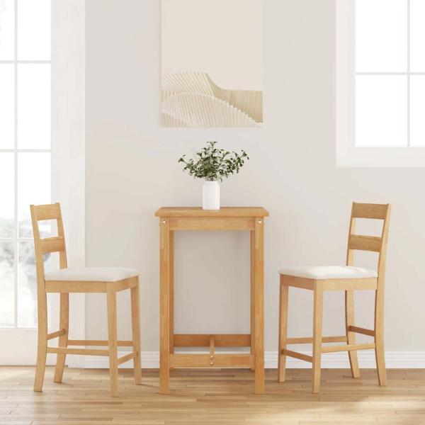 ARDEBO.de - Barhocker mit Kissen 2 Stk. Natur Massivholz Gummibaum