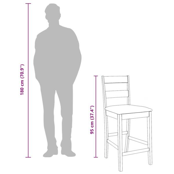 Barhocker mit Kissen 2 Stk. Natur Massivholz Gummibaum