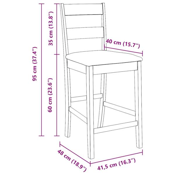 Barhocker mit Kissen 2 Stk. Natur Massivholz Gummibaum