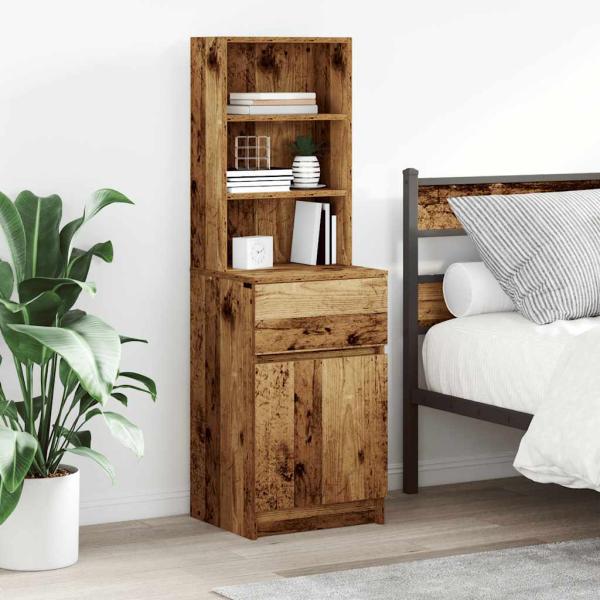 ARDEBO.de - Nachttisch Altholz-Optik 39x35x125 cm Holzwerkstoff