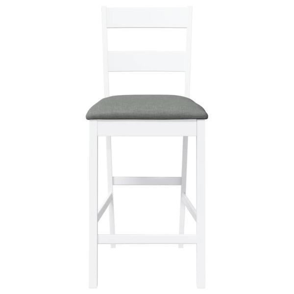 Barhocker mit Kissen 2 Stk. Weiß Massivholz Gummibaum