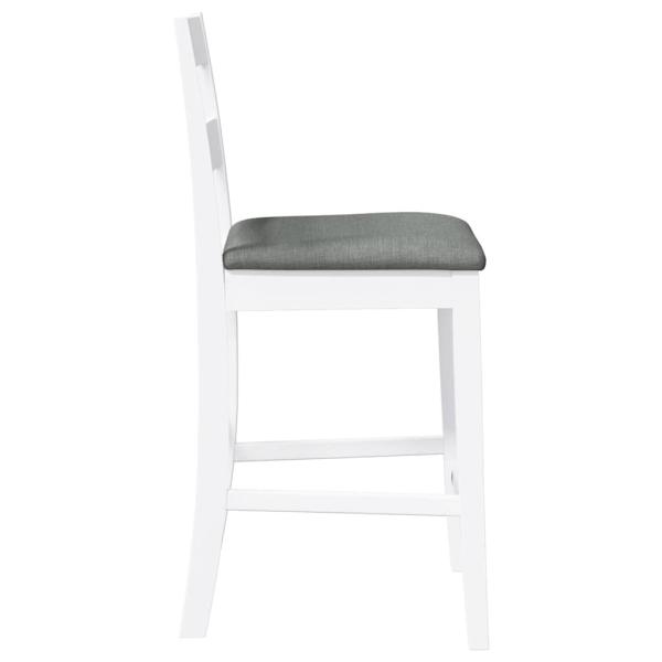 Barhocker mit Kissen 2 Stk. Weiß Massivholz Gummibaum
