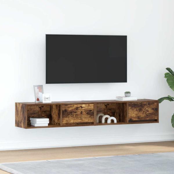 ARDEBO.de - TV-Schränke 2 Stk. Räuchereiche 80x31x25,5 cm Holzwerkstoff