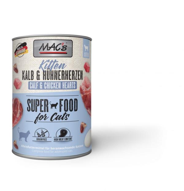 ARDEBO.de MACs Cat Kitten Kalb & Hühnerherzen 400g