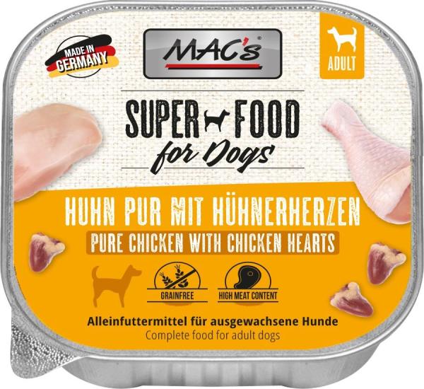 MACs Dog Huhn Pur mit Hühnerherzen 150g (Menge: 10 je Bestelleinheit)