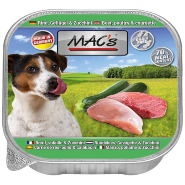 ARDEBO.de MACs Dog Rind, Geflügel & Zucchini 150g