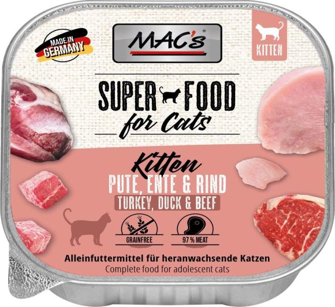 ARDEBO.de MACs Cat Kitten Pute, Ente & Rind 100g