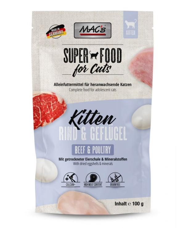 ARDEBO.de MACs Cat Pouch Kitten Rind & Geflügel 100g