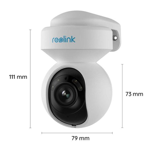 Reolink E Series E540 5 MP WLAN PTZ Dome Überwachungskamera, Personen- und Fahrzeugerkennung, integriertem Scheinwerfer und Sirene, weiß