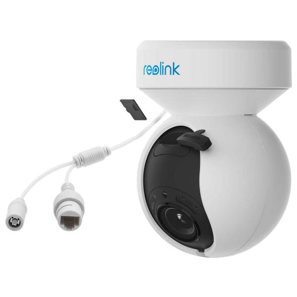 Reolink E Series E540 5 MP WLAN PTZ Dome Überwachungskamera, Personen- und Fahrzeugerkennung, integriertem Scheinwerfer und Sirene, weiß