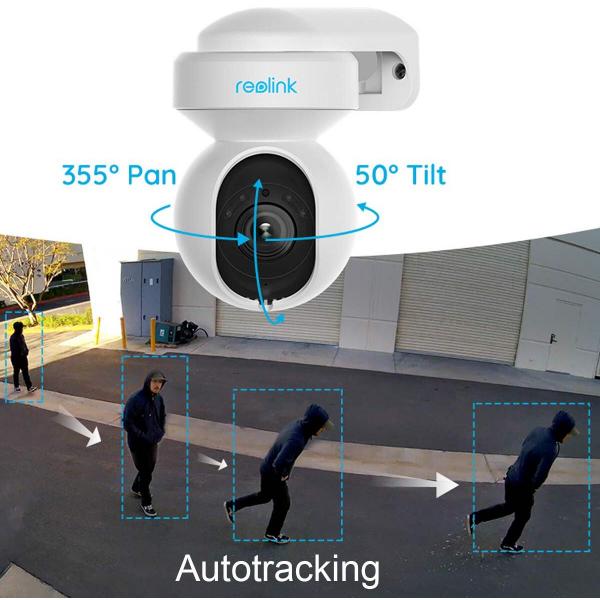 Reolink E Series E540 5 MP WLAN PTZ Dome Überwachungskamera, Personen- und Fahrzeugerkennung, integriertem Scheinwerfer und Sirene, weiß
