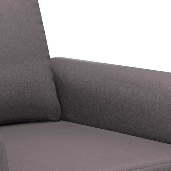 3-tlg. Sofagarnitur mit Kissen Grau Kunstleder